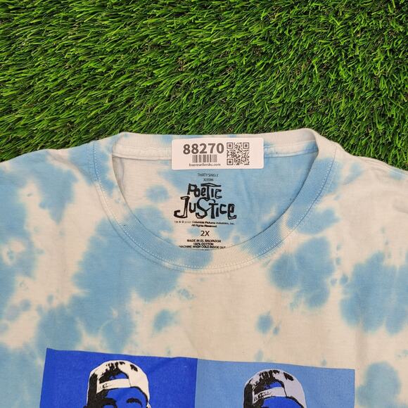 2PAC Tupac-Shakur Tie-Dye Shirt Womens 2XL 24x29 Blue White - Picture 5 of 11